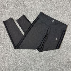 Adidas Pants Womens Small Gray Climalite 3 Stripe Leggings Athletic Running
